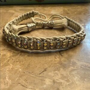 NWOT Rose Gonzales woven bracelet with Aurora borealis rhinestones OS